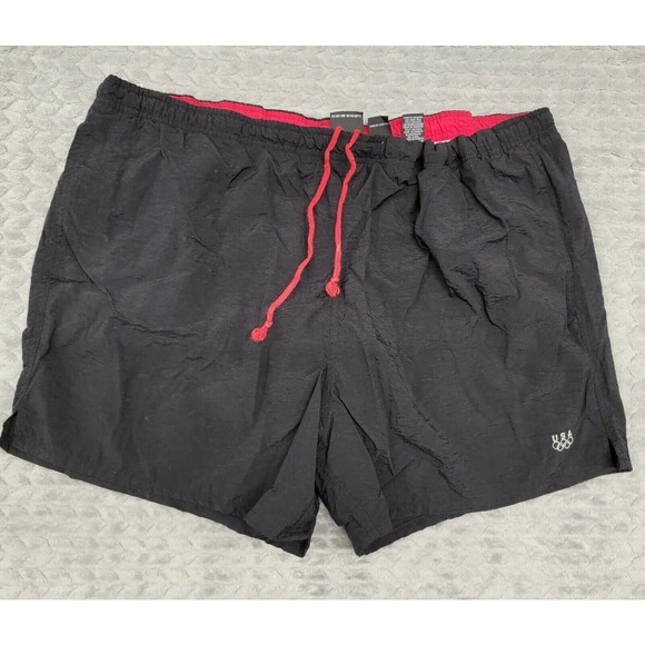 Vintage 90s Olympic USA Swim Shorts Trunks Men's Size XL‎ Black With Lining - Picture 1 of 7